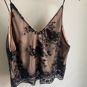 Black Sequin LF Top